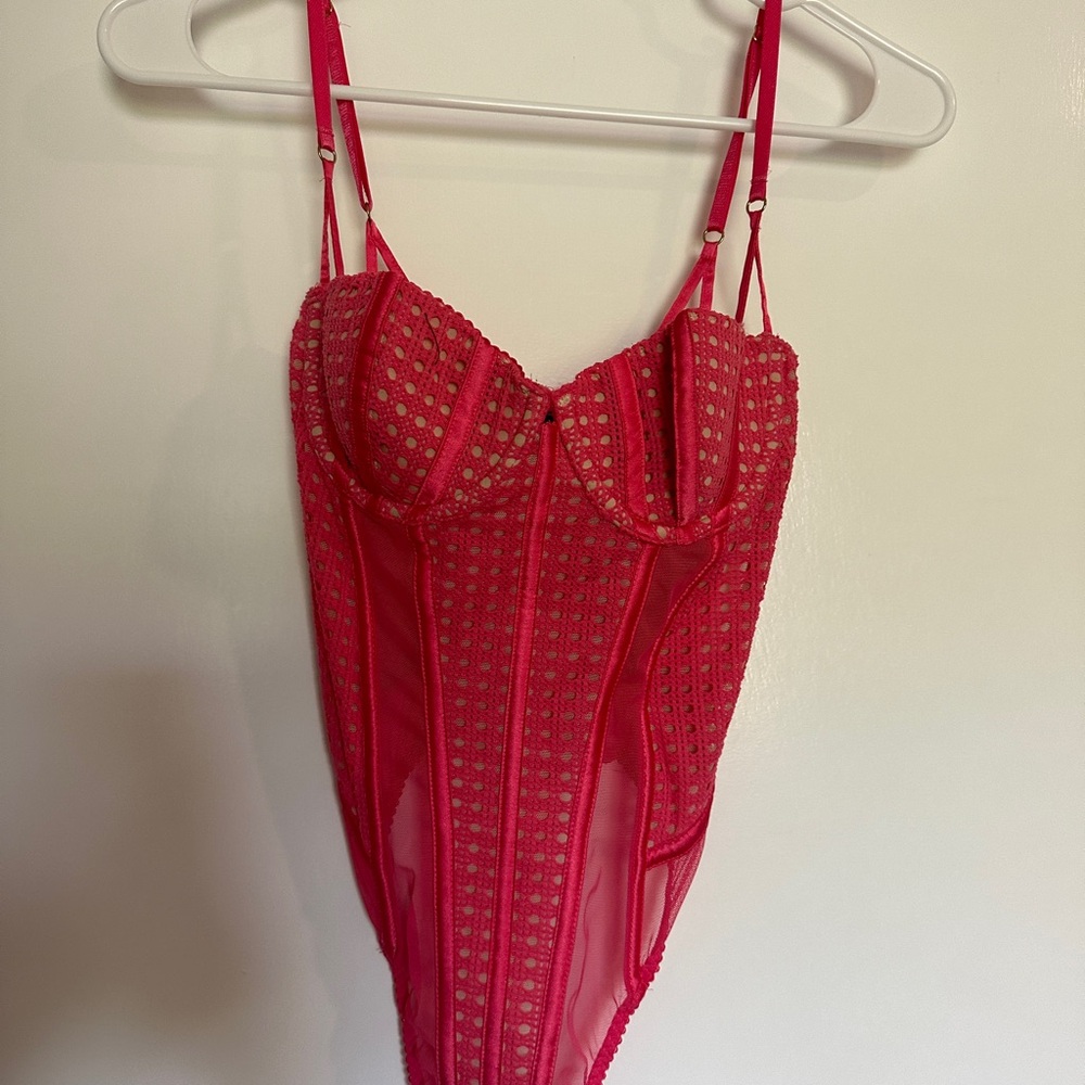 Elegant Pink Lace Bodysuit